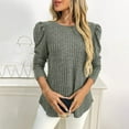 thumbnail image 4 of Womens Long Sleeve Tops Crew Neck Tops Ribbed Knit Green Womens Thermal Tops Warm Tops for Women Work Tops, 4 of 8