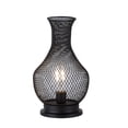 thumbnail image 1 of 11''H Vase Shape Metal Battery Operated Lamp with LED Edison Bulb(Black), 1 of 5