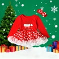 thumbnail image 2 of FYDUU Infant Girls Christmas Dress Newborn Baby Girl Long Sleeve Dress Party Romper Tutu Skirt With Headband Baby My First Xmas Clothes Set 0-3 Months, 2 of 8