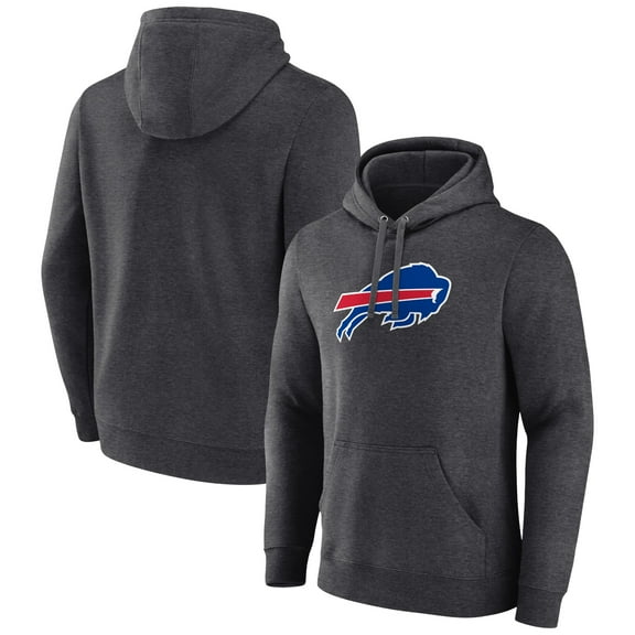 Men's Charcoal Buffalo Bills Primary Team Logo Fitted Pullover Hoodie