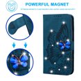thumbnail image 2 of ELEHOLD Wallet Case for iPhone 14 Pro Max,Butterfly Pattern Shiny Diamond with Card Slots Kickstand Magnetic Clasp Shockproof Fashion Folio Wallet Case,Blue, 2 of 6