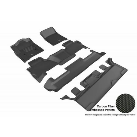 3d Maxpider 2015 2019 Chevrolet Tahoe 1st Row 2nd Row 3rd Row Kagu Carbon Fiber Embossed Pattern Black Floor Mat L1ch06801509