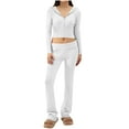 thumbnail image 2 of 2 Piece Casual Sets for Women, Women's Fall and Winter Knitted Hooded High Waisted Long Sleeved Pants Two-Piece Set New Womens Vacation 2 Piece Set White M, 2 of 9
