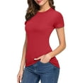 thumbnail image 5 of Breezora Essential Stretch Cotton Tee Women's Classic Crew Neck Short Sleeve Casual Top M Size Red, 5 of 6