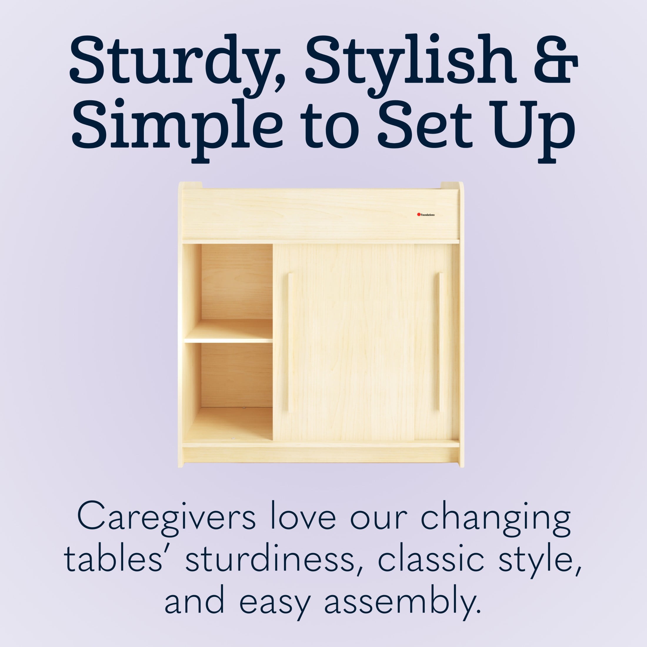 Foundations SafeGlide Changing Table, Built-In Storage, Gliding Doors, Natural