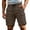 74# Brown, variant on Men's Cargo Shorts with Multi Pockets Above Knee Length Bermuda Shorts Relaxed Fit Elastic Waist Hiking Work （Coffee,S)