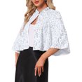 thumbnail image 4 of INSPIRE CHIC Sequin Jackets for Women's Velvet Capelet Cocktail Sprakly Bolero Shrugs M White, 4 of 6
