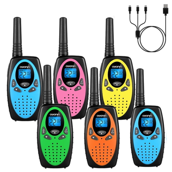 AWANFI Walkie Talkies 6 pack for Kids Adults, Rechargeable Walkie Talkie Family Pack, 22 FRS Radios Long Range for Boys Girls Outdoor Camping