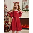 thumbnail image 6 of Oudiya Girls Long Sleeve Fall Dresses Formal Party Holiday Swing Flowy Ruffle Midi Dress, 5-13Y, 6 of 8