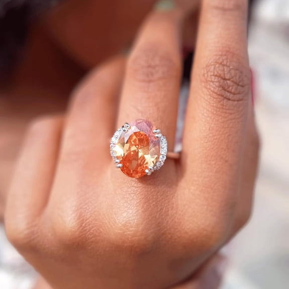 Natural Orange Sapphire ,Gift for Her,Sapphire Ring, Engagemant Ring, Birthstone Rings for Women, Gift For Her