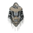 thumbnail image 1 of YOUSNH Ladies Fashion Solid Color Scarf with Fringe Hollowed Lace Butterfly Embroidered Triangle Cape Shawls and Wraps for Evening Dresses Black One Size, 1 of 5