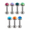 thumbnail image 6 of K-KED Opal Bezel Labret Triple Forward Helix Earring Piercing Tragus Cartilage Studs-rose red-1.2mm/6mm/4mm, 6 of 9