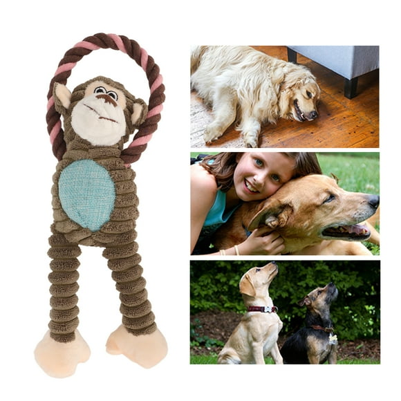 Dog Squeaky Plush Toys, Easy Cleaning Teeth Grinding Rope Knot Dog Plush Toy Soft Teeth Grinding Cleaning  For Chewing For Dogs Monkey