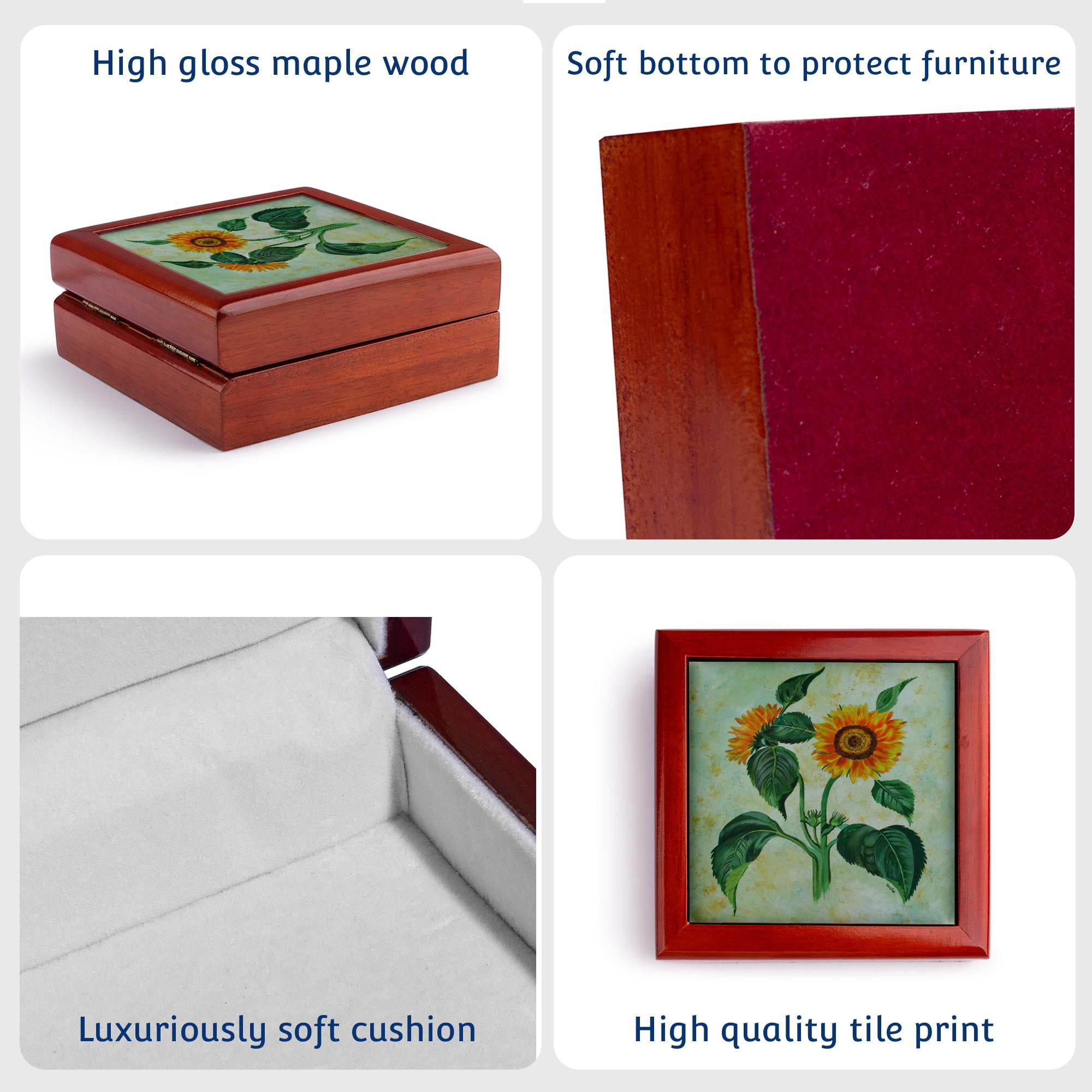 3dRose, Flower Sunflowers, Jewelry Box 5.5x5.5 inch with 4 inch tile