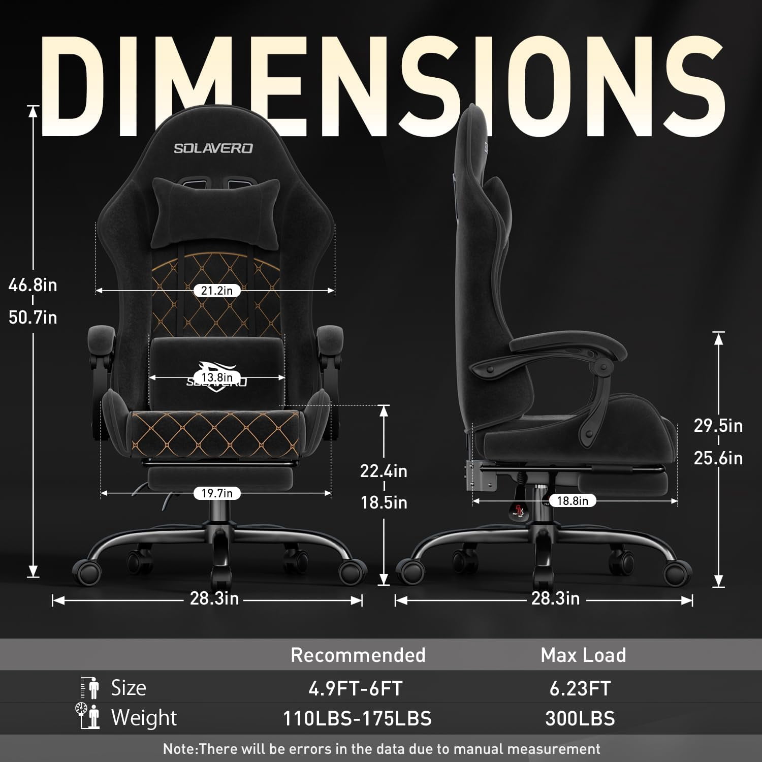 HLDIRECT Gaming Chair, Ergonomic Fabric Gamer Chair, Video Game Chair with Footrest and Massage Lumbar Cushion, Computer Office Chair