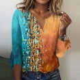 thumbnail image 2 of Dyegold 3/4 Sleeve Shirts For Women Floral Print V Neck Dressy Casual Tunic Tops Vintage Casual Loose Half Sleeve Blouses, 2 of 5
