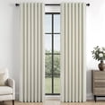 thumbnail image 3 of Jainmy 100% Blackout Flax Linen Curtains for Living Room, Rod Pocket & Back Tabs Light Blocking Thermal Insulated Bedroom Drapes ,52"x84",2 Panels,Beigewhite, 3 of 10