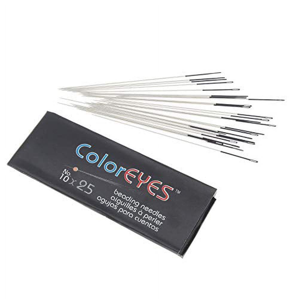 The Beadsmith ColorEYES Beading Needles, Size 10, 1 Pack (25 Needles), Black Colored Tip for Easy Identification of Size, Use for Loom Weaving Bead Work, Off-Loom Stitch & Jewelry Making w/S