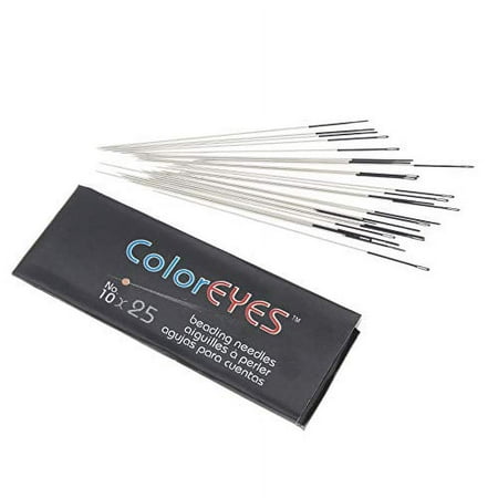 The Beadsmith ColorEYES Beading Needles, Size 10, 1 Pack (25 Needles), Black Colored Tip for Easy Identification of Size, Use for Loom Weaving Bead Work, Off-Loom Stitch & Jewelry Making w/S