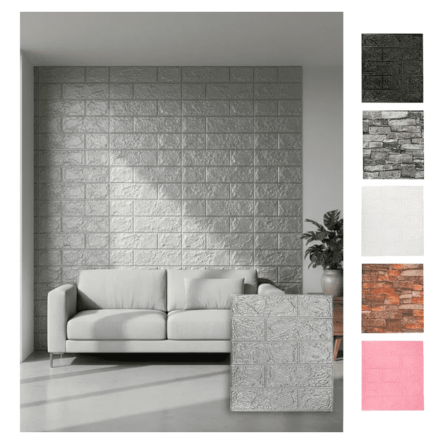 Papel Tapiz Tipo Piedra Con Adhesivo De 35X38CM Revestimiento Decorativo Para Cubierta De Mueble Encimera Cocina Estante Puertas Paredes Decoracion Hogar (Plata)