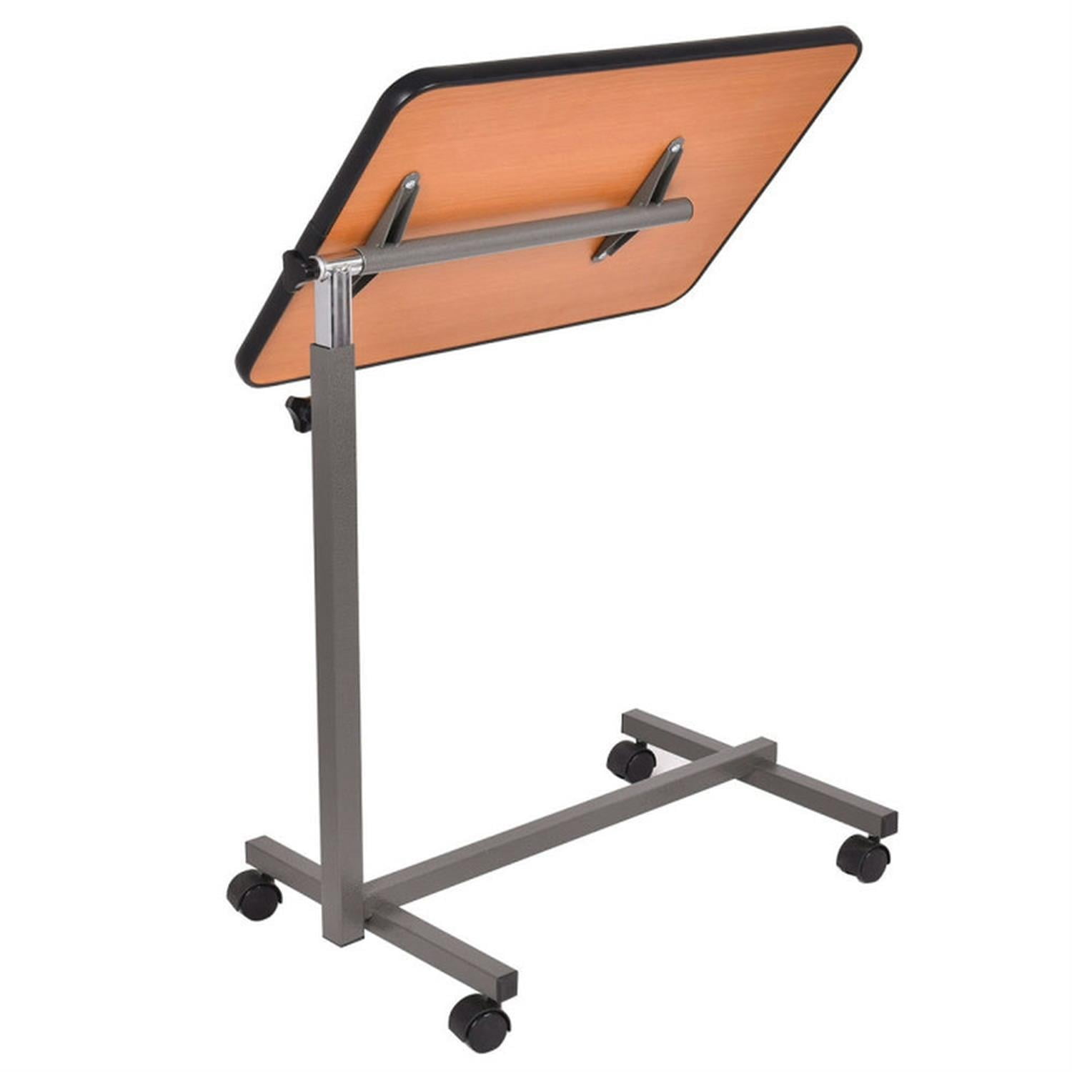 Demi Bonn Overbed Rolling Food Tray Table, Laptop Workstation for Laptops, Books, Tablets, and Art, Brown
