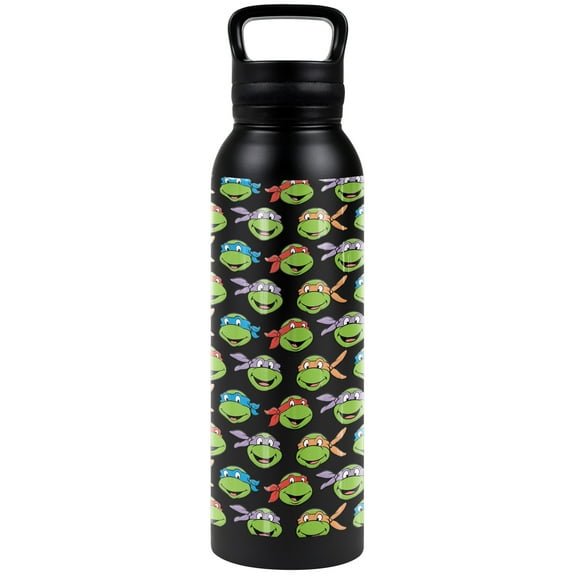 Teenage Mutant Ninja Turtles TMNT Official Turtle Heads 24 oz Insulated Canteen Water Bottle, Leak Resistant, Vacuum Insulated Stainless Steel with Loop Cap