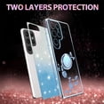 thumbnail image 6 of for Samsung Galaxy S25 Ultra (Not S25) 6.8" Case, Flowers Floral Design Bling Clear Glitter Sparkle Diamond Soft TPU Silicone Cover with Ring Kickstand for Samsung Galaxy S25 Ultra HSF-Blue, 6 of 14