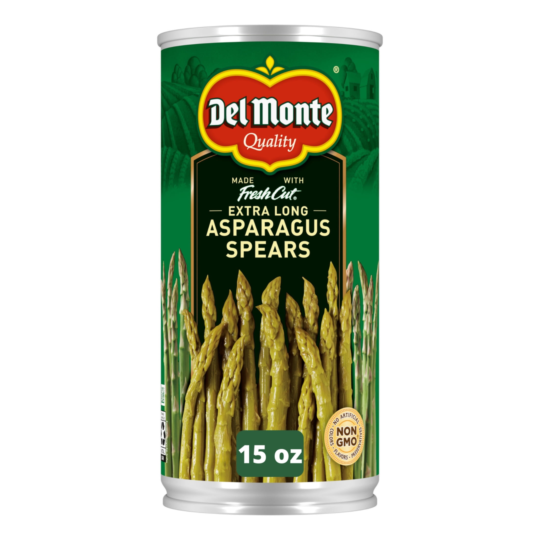 (4 pack) Del Monte Extra Long Asparagus Spears, Canned Vegetables, 15 oz Can