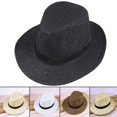 thumbnail image 2 of Summer Men Straw Panama Hat Handmade Beach Cap Travel Sunhat, 2 of 9
