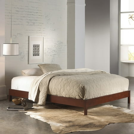 Mahogany Wood Finish Bed Murray Complete Wood Platform Bed with Bedding Support System and Box Design, Mahogany Finish, Twin ()