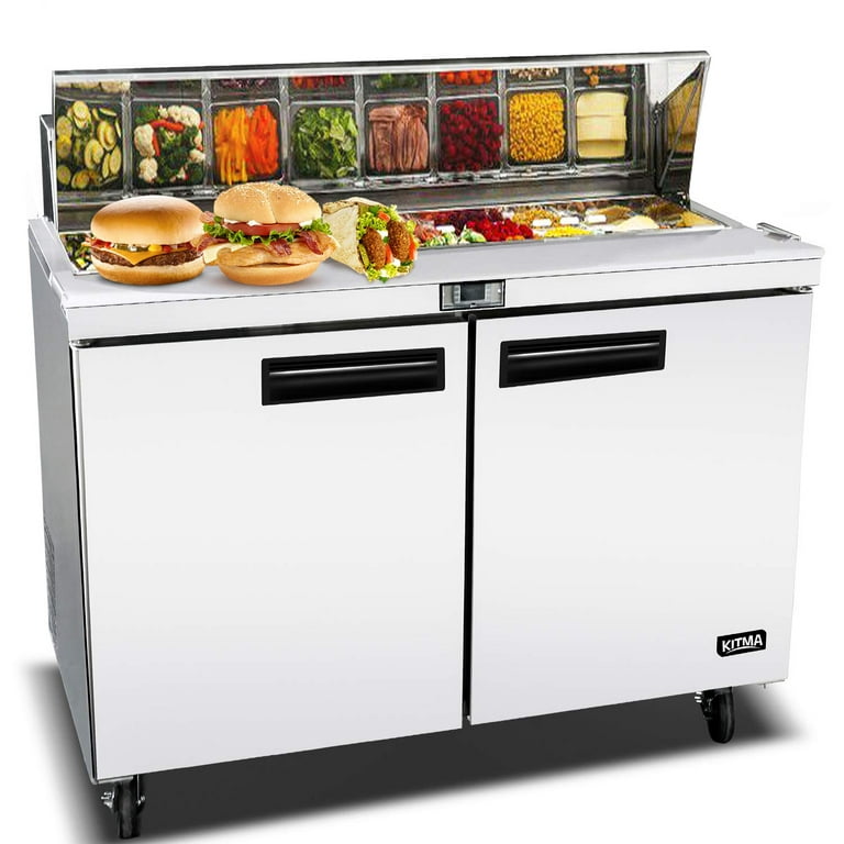 2 Door Sandwich Prep Table Refrigerator - Stainless Steel Food