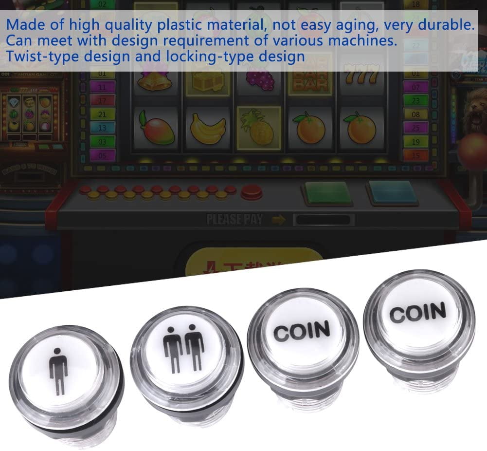 2 Player Diy Arcade Push Buttons para Arcade Machine Arcade Games Botón de Arcade 4 × LED Botones Kit de Parte 1 Player LED Coin Buttons 