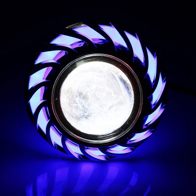 Angel Devil Eye Spot Light Motorcycle Headlight LED Projector Lens Single Halo Angel Devil Eye Spot Light Blue