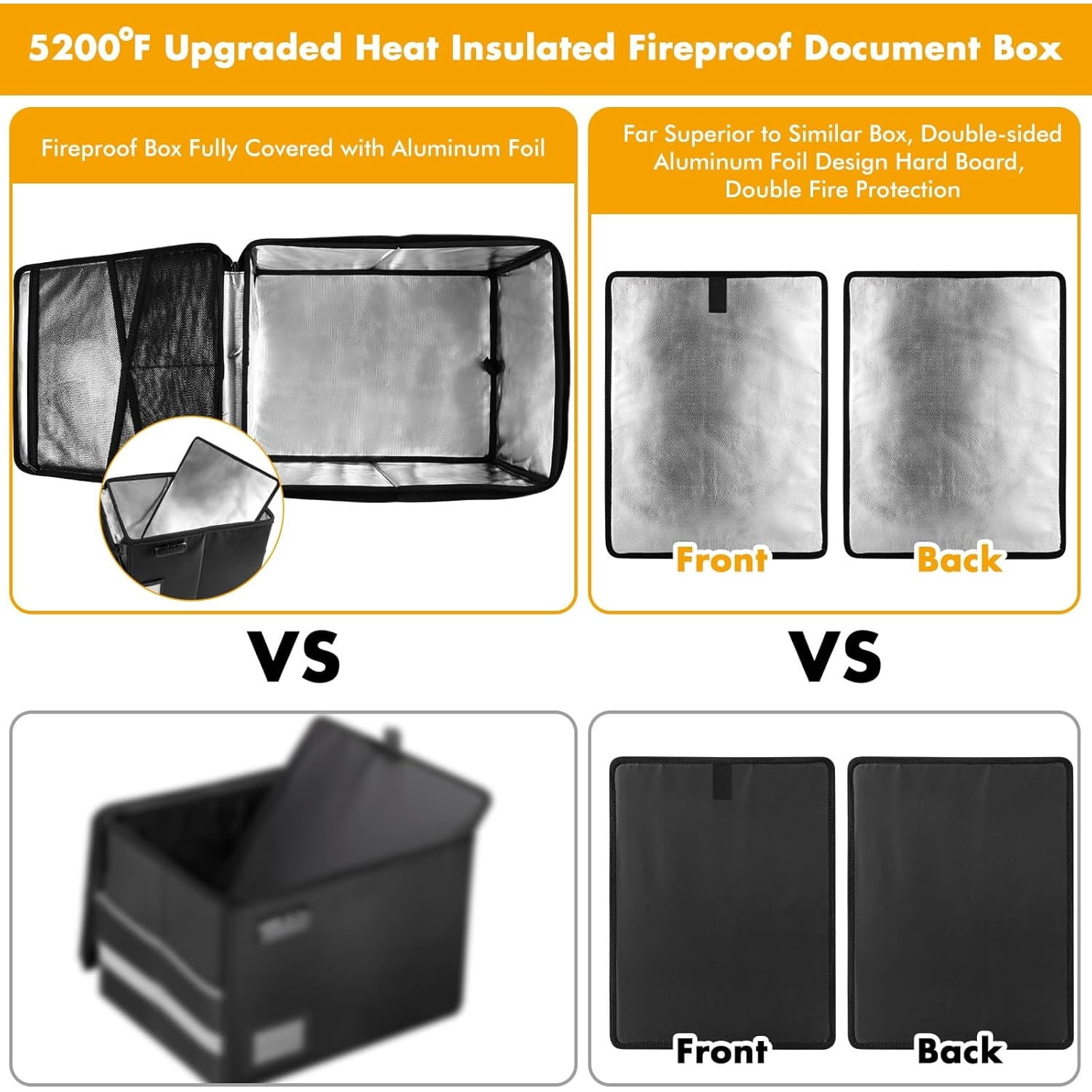 5200°F Fireproof Document Box, Fire Important Document Organizer with Lock, Upgraded Heat Insulated Filing Storage Cabinet Office Organization (5200°F Fireproof Box, Blue)