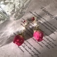 thumbnail image 2 of EIMELI Creative Real Sweet Rose Stud Earrings By Epoxy Process Elegant Pearl Crystal Eardrop With Vintage Eternal Flower In Jewellery, 2 of 6