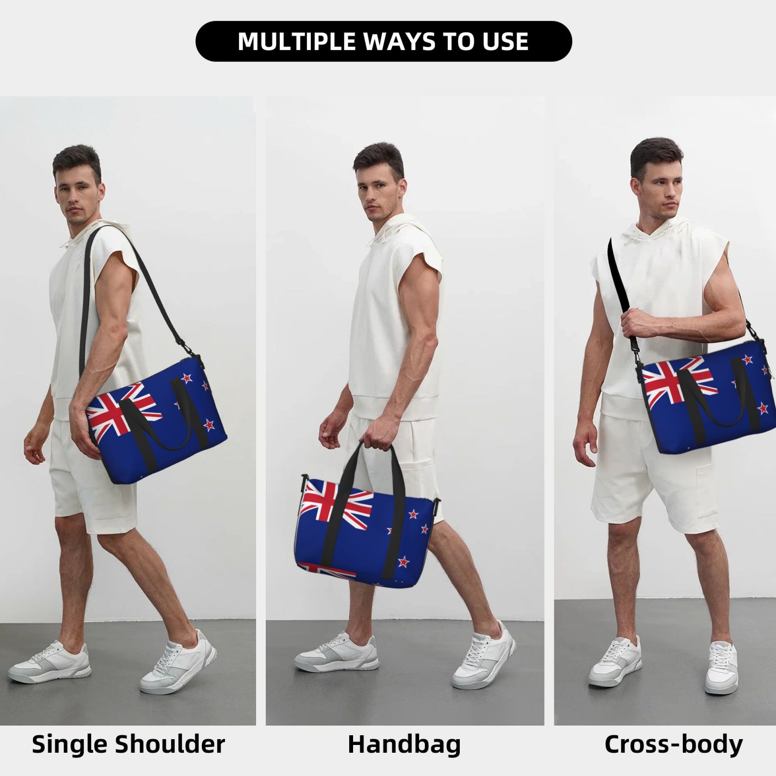 Travel Duffel Bag Flag Of New-Zealand Sports Tote Gym Bag Shoulder Weekender Overnight Bag For Women Men