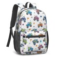 thumbnail image 2 of Monster Cartoon Truck White Pattern 17" School Backpacks for Teens,Waterproof Oxford Fabric,S-Shape Padded Straps for School,Travel,Hiking,Camping, 2 of 6