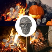 IMossad Reusable Ceramic Black Halloween Skull, Fire Pit Skulls, for Bonfire, Campfire, Fireplace, Firepit, Table Top Skeleton Head Home Decor