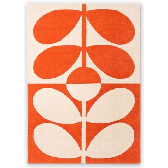 Eclatique Rug Modern Rug Modern Tufted Orange Giant Stem Area Rugs, 4' x 6', Non-Slip Backing