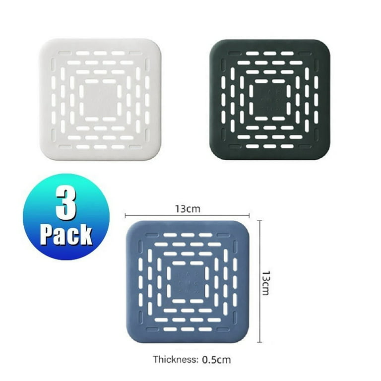Square Drain Cover for Shower Drain Hair Catcher Flat Silicone Plug for  Bathroom and Kitchen Filter Shower Drain Protection Flat Strainer Stopper  with Suction Cups