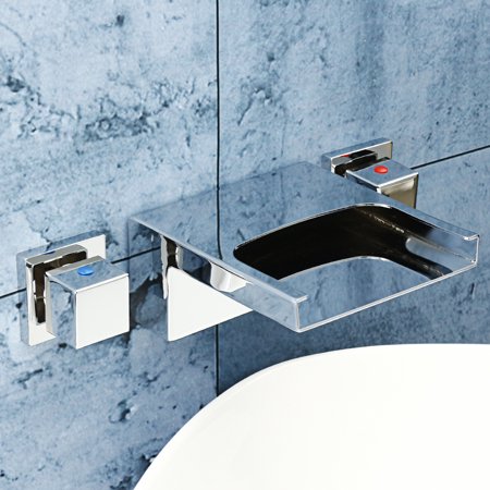 Led Lighted Waterfall Bathroom Sink Faucet Wall Mounted Mixer Tap