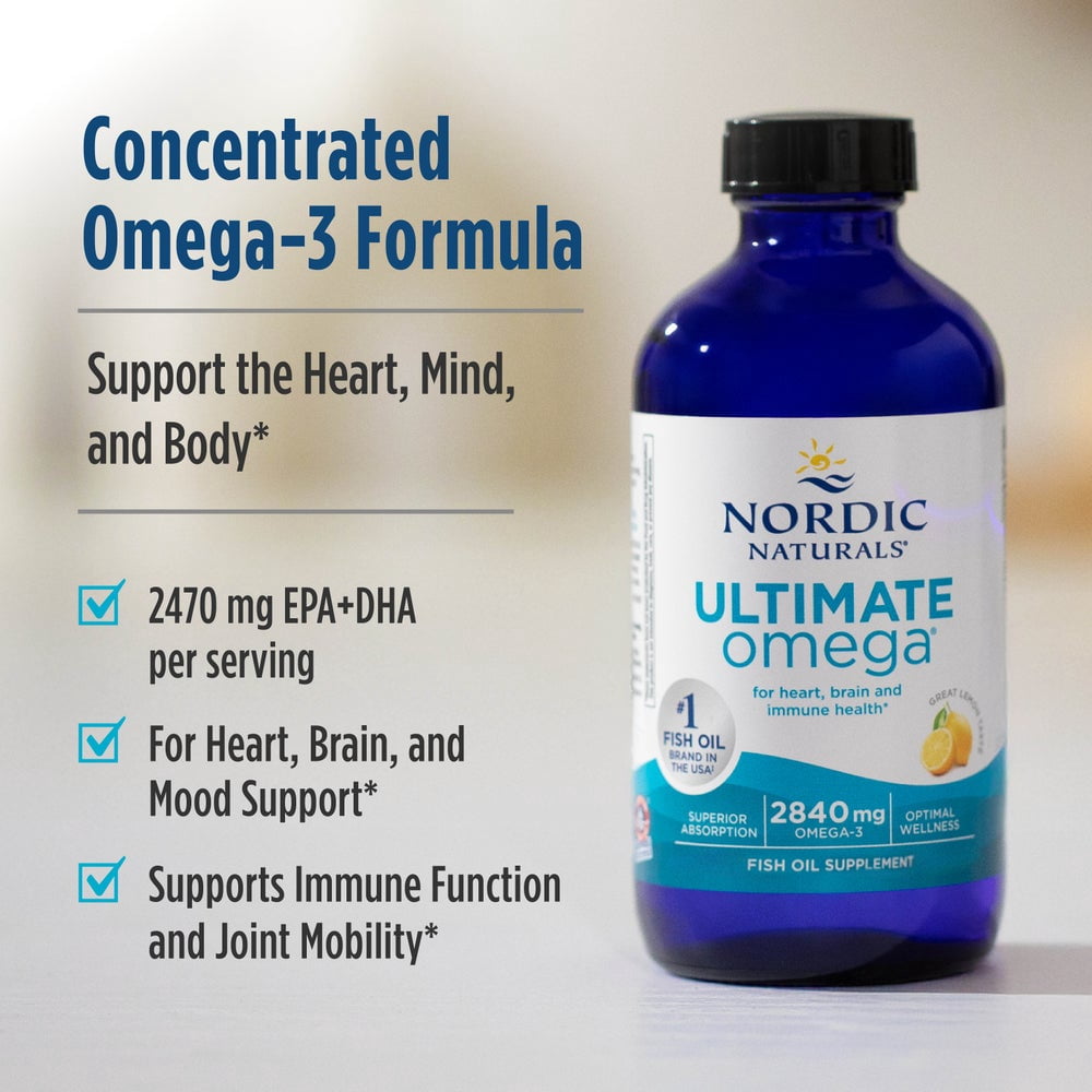 Nordic Naturals Ultimate Omega Liquid, 2840 Mg Omega-3s, Fish Oil, 4 Fl Oz