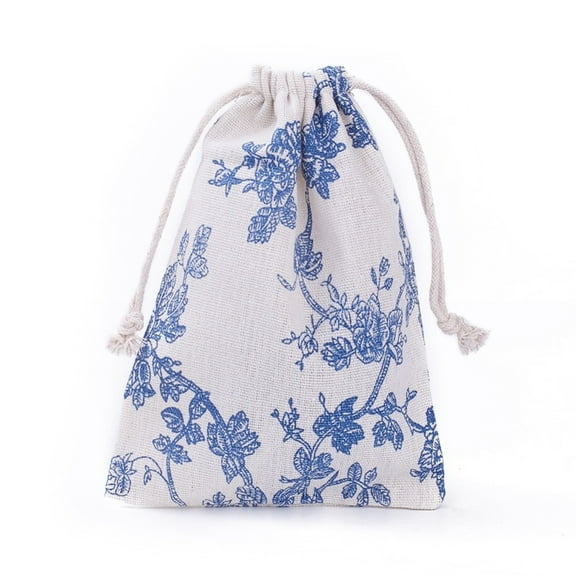 50 pc Burlap Packing Pouches Drawstring Bags Light Steel Blue 17.3~18.2x13~13.4cm