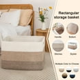thumbnail image 6 of 75L Large Blanket Basket（22"x17"）,Large Blanket Basket for Organizing, Dog Toy Bin,baby laundry basket,Cotton Rope Blanket Basket for Living Room, Laundry, Nursery, Pillows (White and Brown), 6 of 10