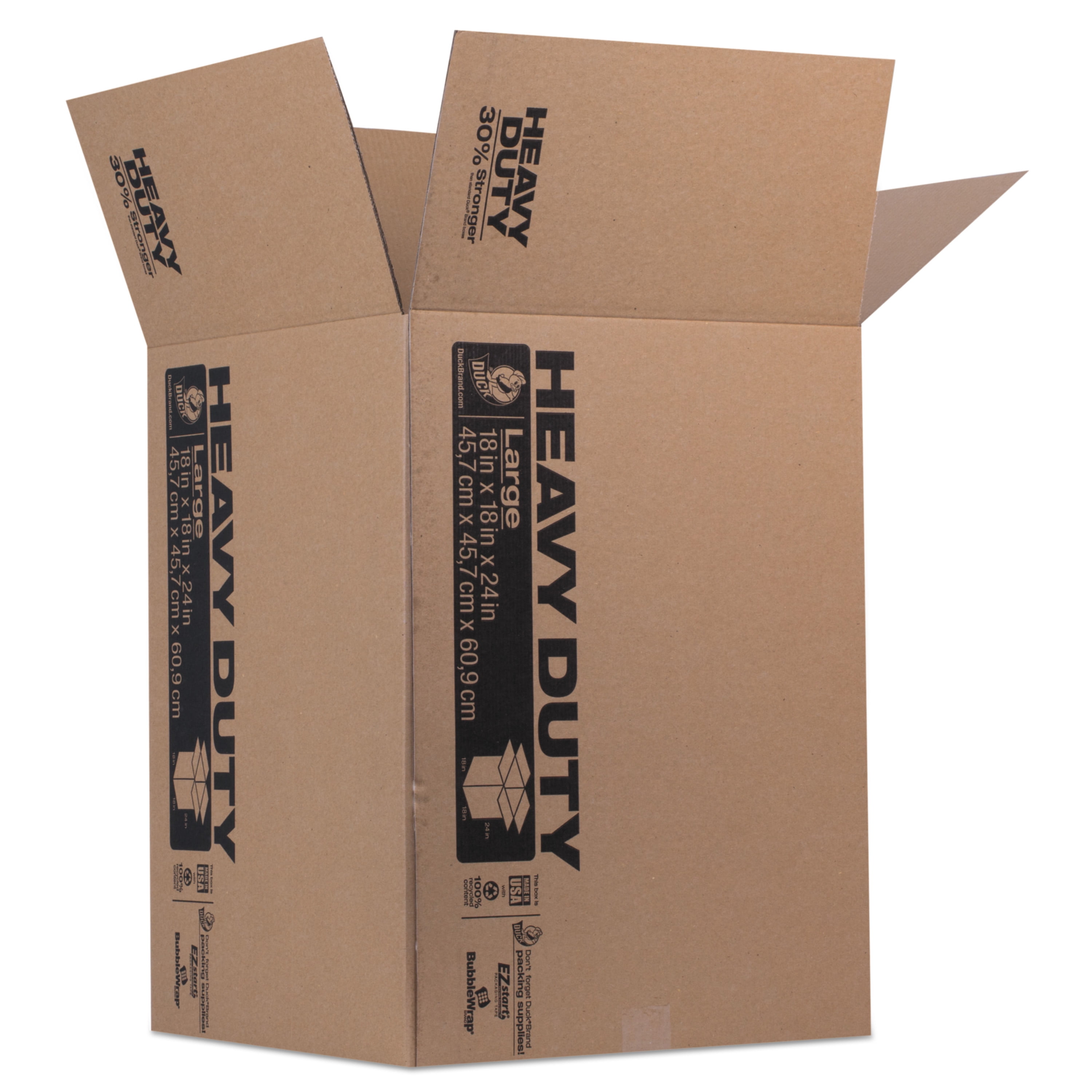 Duck Heavy-Duty Moving/Storage Boxes, 18l x 18w x 24h, Brown - Walmart.com