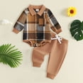 thumbnail image 5 of Enyan Baby Boy Fall Outfits Newborn Flannel Long Sleeve Sweatshirt Romper+Pants Set 2 Piece Infant Boys Winter Clothes(Size 0-3 Months), 5 of 5