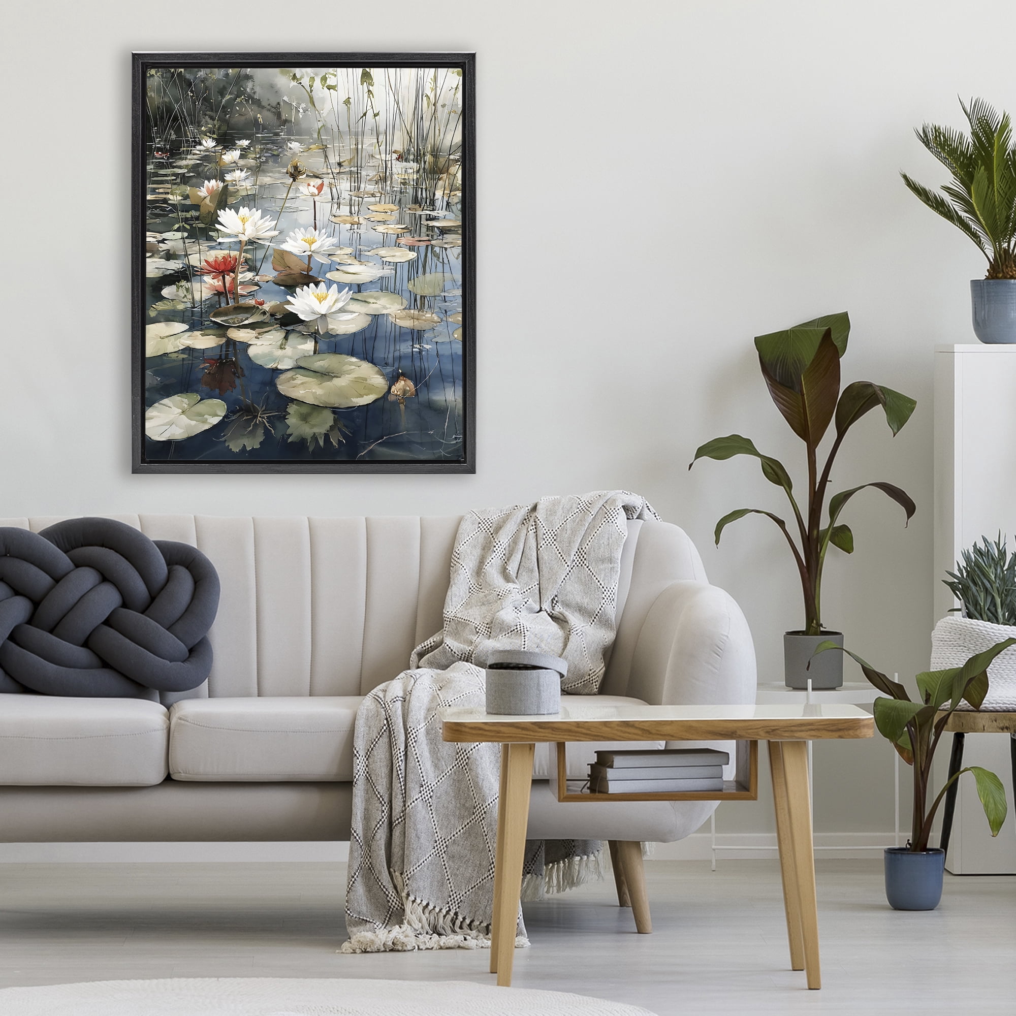 Stupell Industries Lily Wonder Pond Black Framed Floater Canvas Wall Art, design by Franklyn Gregory