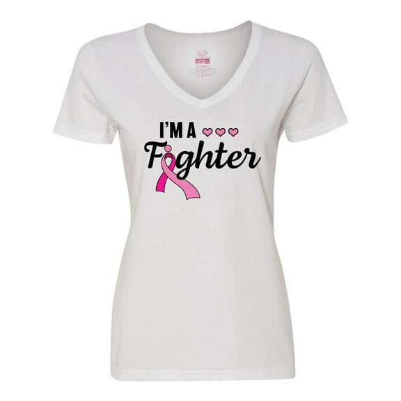 Inktastic Breast Cancer Awareness I'm a Fighter Women's V-Neck T-Shirt