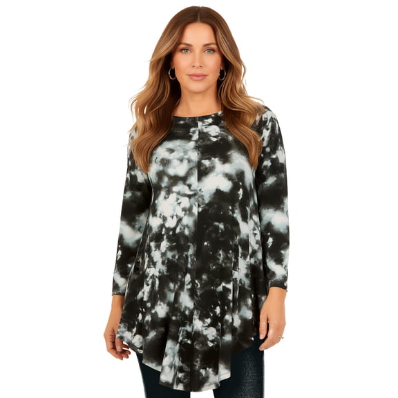Roaman's Women's Plus Size Boatneck Swing Ultra Drape Tunic Top