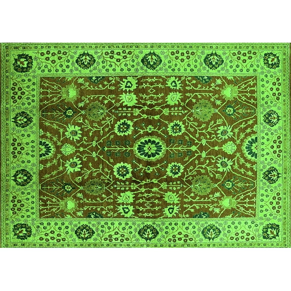 Ahgly Company Indoor Rectangle Oriental Green Industrial Area Rugs, 8' x 12'